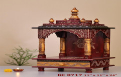Nirmala Handicrafts Teak Wood Temple Cabinate Pooja Mandir Multicolored Handwork Home Temple