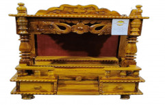 Handcraft Wooden Golden Teak Wood Temple, For Home, Size/Dimension: 2.5x4.5ft