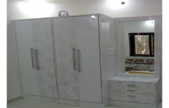 White Stylish Wooden Wardrobe With Dressing Table