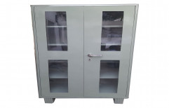 Polished 78'' Stainless Steel Office glass door Almirah, No. Of Shelves: 4 Shelves, Size: 78x36x19 Inches