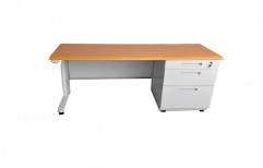 Rectangular Office Computer Table, Grey And Brown