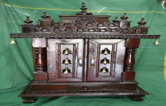 Brown Hand Carved Mandapam Wooden Temple, For Worship