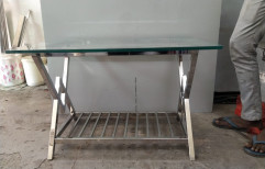 Rectangular Stainless Steel Centre Table with Glass Top