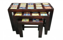 Rectangular Dark Brown Wooden Nest Table Set