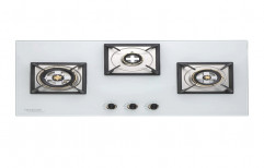 Toughened glass Hindware Elisa White 3 Burner Cooktop