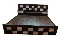 Queen Size Engineered Wood Black Bedroom Double Bed