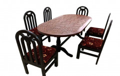 Wooden Oval 6 Seater Dining Table Set