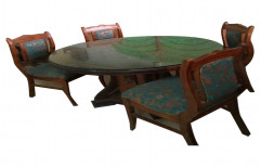 Wooden Round Dining Table Set, 4 Seater