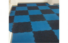 Blue and Black Interlocking Gym Rubber Tile, Size: 53 X 53 cm