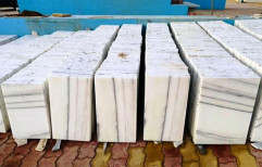 Gloss White Pencil Line Albeta Marble Tiles, For Flooring, Thickness: 16mm