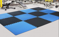 Metro Blue & Black Gym Rubber Floor Tiles, Thickness: 10-15 mm