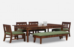 6 Seater Sheesham Wood Dining Table Set