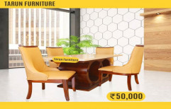 Marble Rectangular Leather Dining Table Set, 4 Seater