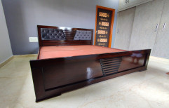 King Size Plywood Cushion Double Bed, With Storage