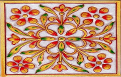 White Floral Design Marble Tile, Thickness: 10 mm