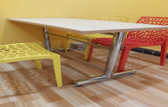 Rectangular Plastic Restaurant Dining Table Set, 4 Seater