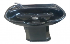 Pedestal Ceramic Black Wash Basin, For Beauty Parlour